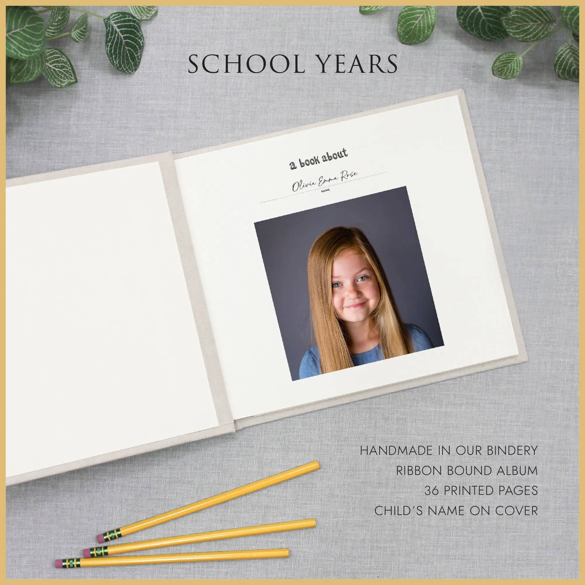 School Years Memory Album with Lavender Cotton Cover