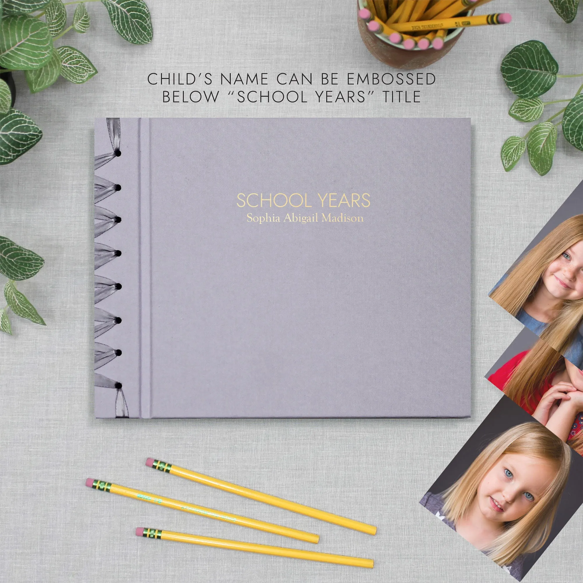 School Years Memory Album with Lavender Cotton Cover