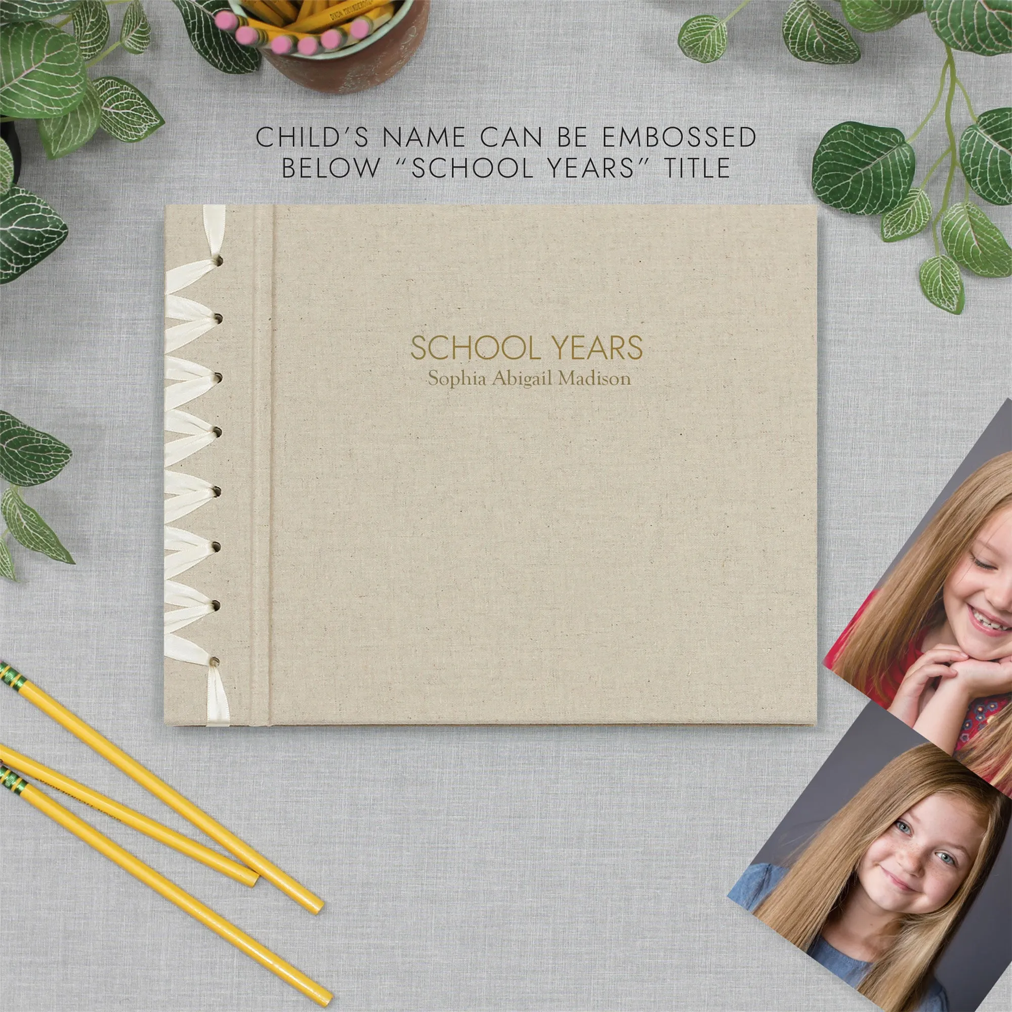 School Years Memory Album with Natural Linen Cover