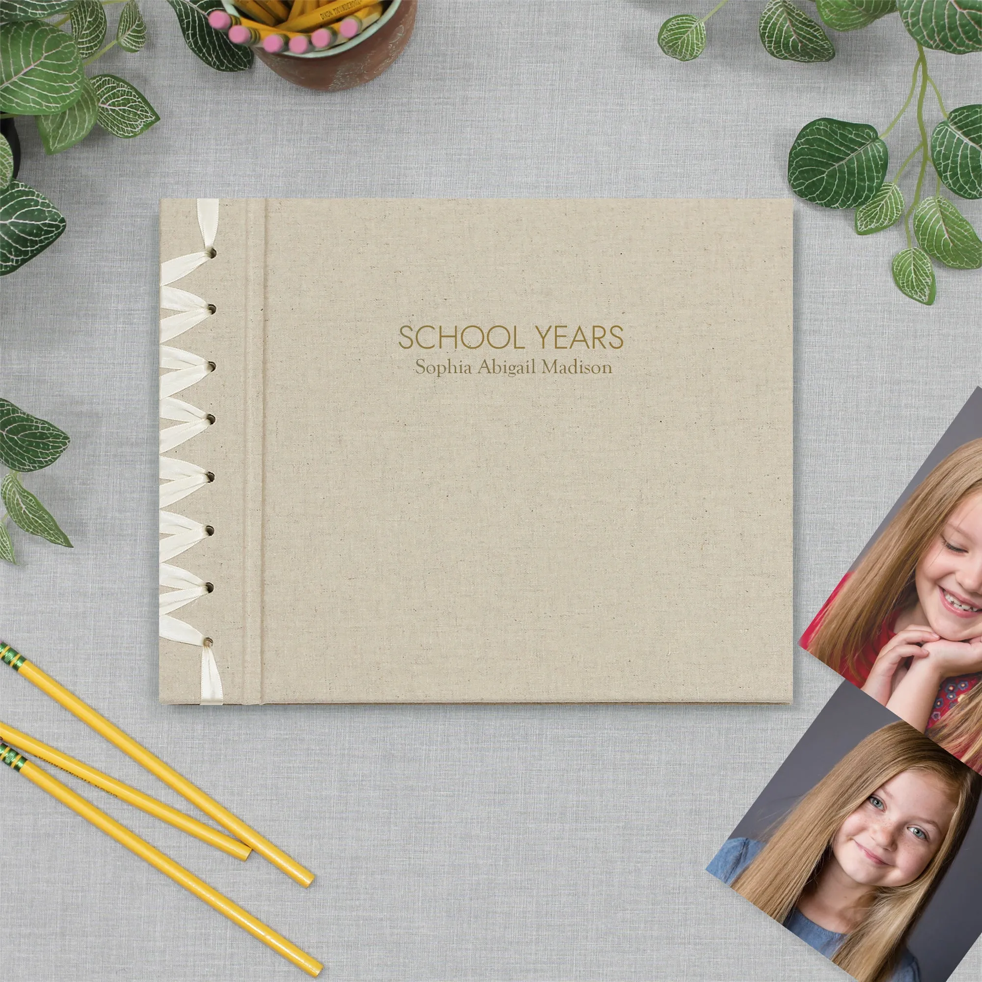 School Years Memory Album with Natural Linen Cover