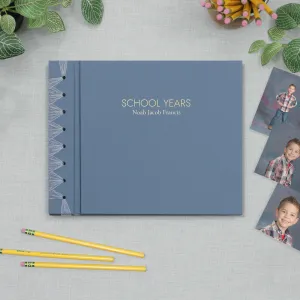 School Years Memory Album with Ocean Blue Vegan Leather Cover