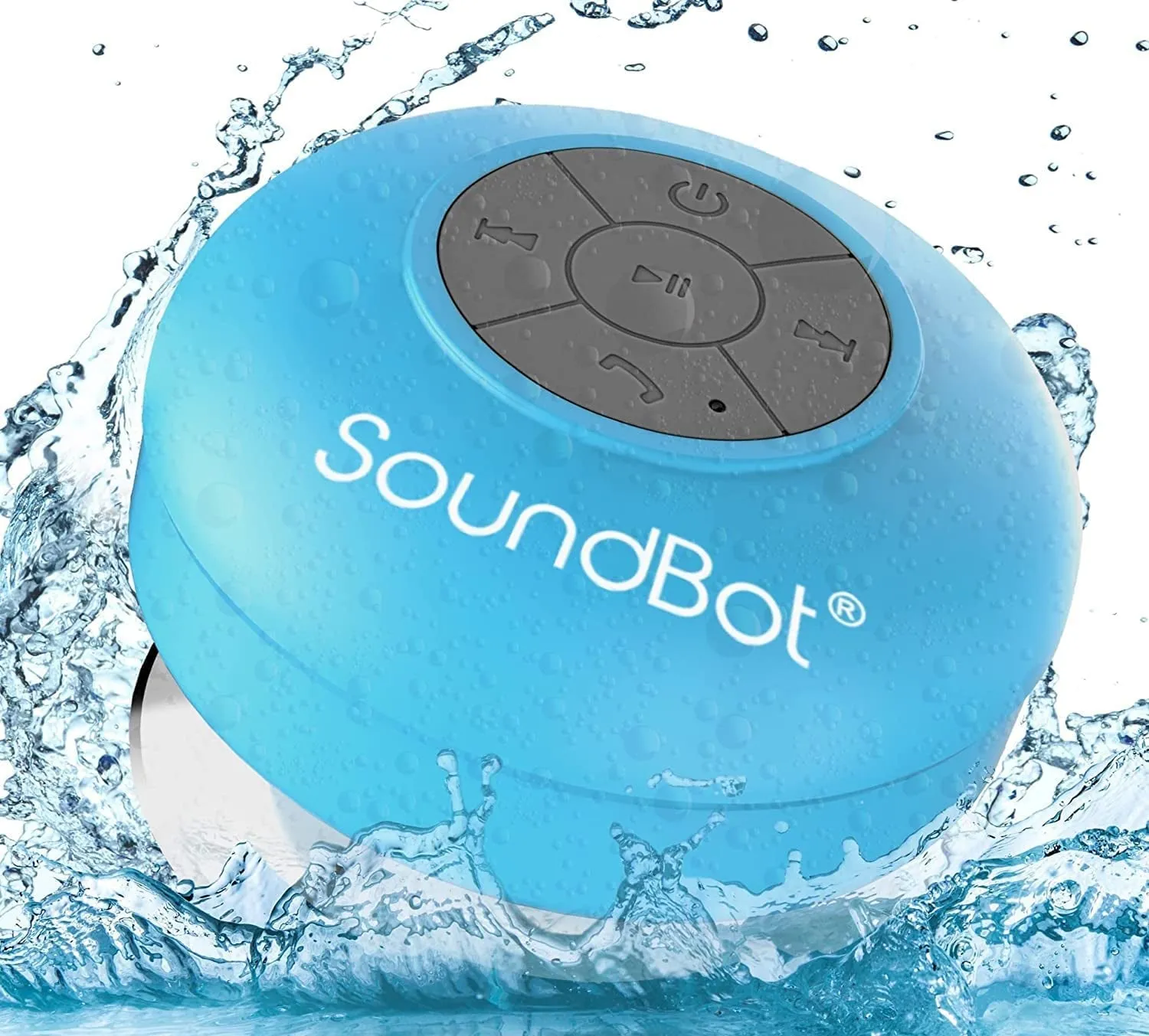 Soundbot SB510 HD Water Resistant Bluetooth 4.0 Shower Speaker, Handsfree Portable Speakerphone with Built-In Mic, 6Hrs of Playtime, Control Buttons and Dedicated Suction Cup_Blue