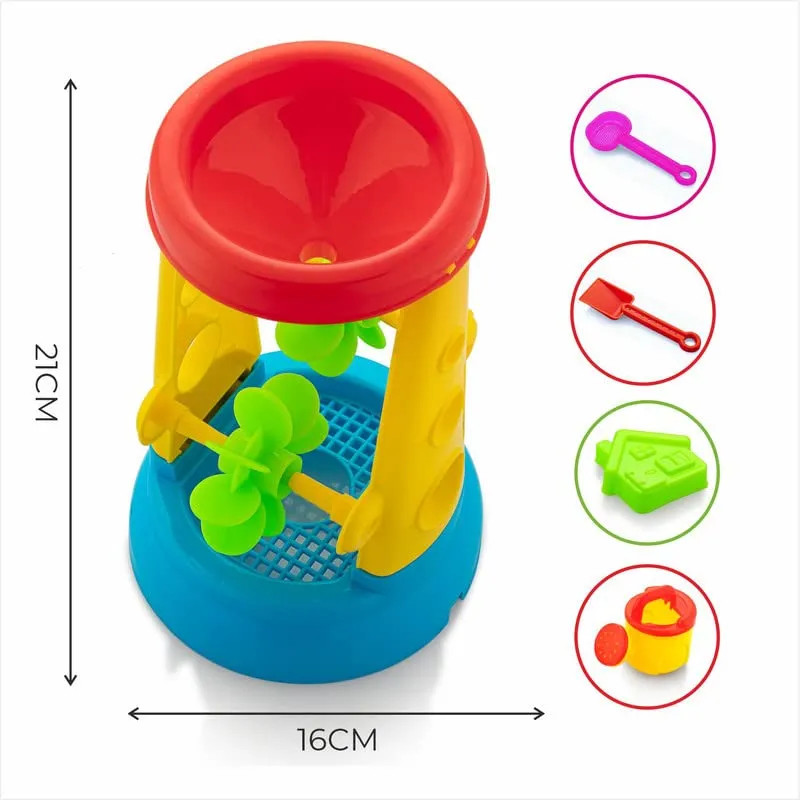 Storio Beach Sand Toys Castle Play Set with Fish, Crab Moulds for Kids & Toddlers, Useful for Gardening & Outdoor Tool Kit (Wheelie Theme)