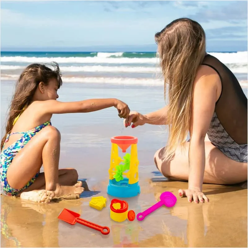 Storio Beach Sand Toys Castle Play Set with Fish, Crab Moulds for Kids & Toddlers, Useful for Gardening & Outdoor Tool Kit (Wheelie Theme)