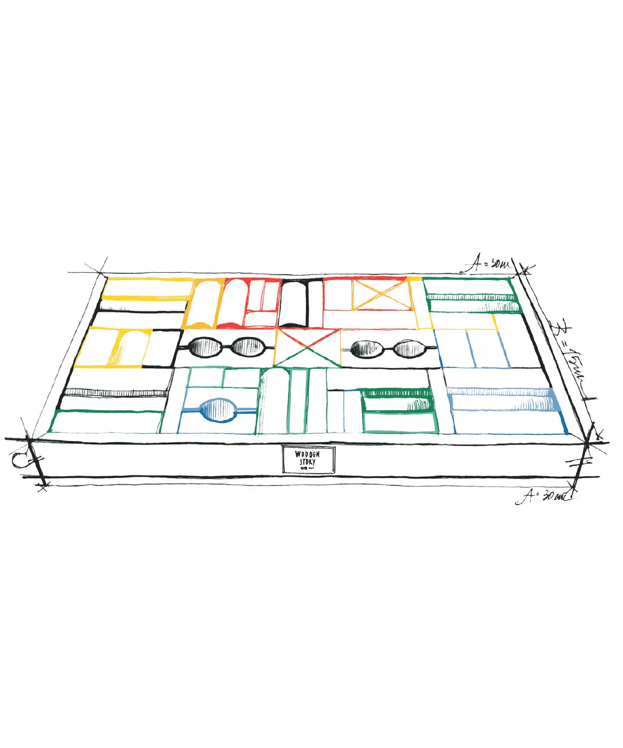 Wooden Story Rainbow Blocks - 54 Tray